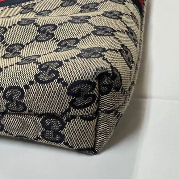 Authentic Gucci GG Supreme Ophidia Sherry Line Crossbody Bag Web Canvas Navy Tan - Picture 16 of 16